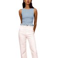 thumbnail image 2 of Faithtur Femmes de Couleur Unie Débardeurs, Mode Sans Manches Col Rond Ourlet Smocked Tops, 2 of 5