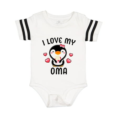 

Inktastic I Love My Oma with Cute Penguin and Hearts Gift Baby Girl Bodysuit