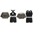 thumbnail image 6 of iiniim Kids Girls Sport Outfits Short Sleeve Hooded with Crop Tank Top and Short Set 3 Pieces Workout B Leopard 8, 6 of 6