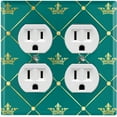 thumbnail image 1 of Metal Light Switch Plate Cover Elegant Yellow Tufted Crown Emerald Damask DAM100, 1 of 13