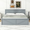 thumbnail image 4 of Harper & Bright Designs King Size Platform Bed, Wooden Platform Bed Frame with 4 Storage Drawers and Support Legs, No Box Spring Needed, Gray, 4 of 10