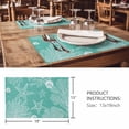 thumbnail image 3 of Placemats Set of 6, Teal Coastal Woven Placemat, Linen Place Mats for Kitchen/Dining Tables, Starfish Coral Summer Beach Ocean Washable Table Mats for Party, 3 of 8