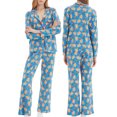 thumbnail image 1 of SUNSIOM Women's Christmas Pajama Sets, Gingerbread Print Long Sleeve Button Down Tops Elastic Waist Pants 2Pcs Set, 1 of 6