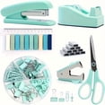 thumbnail image 1 of HLONK Stapler Scissors  Pen Holder  2 Ballpoint Pens  Scissor Glue  Binder  Ruler  Staple Set With Stapler  Desktop Office Set  Manual Operation, 1 of 7