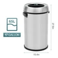 thumbnail image 2 of HELLONE 65 Liter Commercial Open Top Trash Can, Large Metal Trash Can, Heavy Duty Brushed Stainless Steel Garbage Can, for Home Office Kitchen Outdoor, Round, 2 of 7