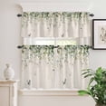 thumbnail image 2 of 3 Piece Kitchen Curtains and Valances Set Eucalyptus Leaves Cafe Curtains 36 Inch Length Farmhouse Botanical Vines Butterfly Valance & Tier Curtain for Living Room Bedroom Window 54"x18"+27"x36"*2, 2 of 6