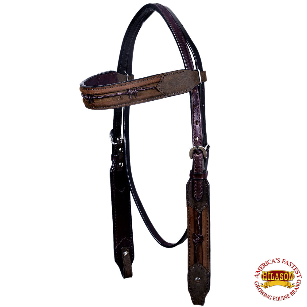 Western Horse Headstall Tack Bridle American Leather Barb Wire Hilason U-1-HS
