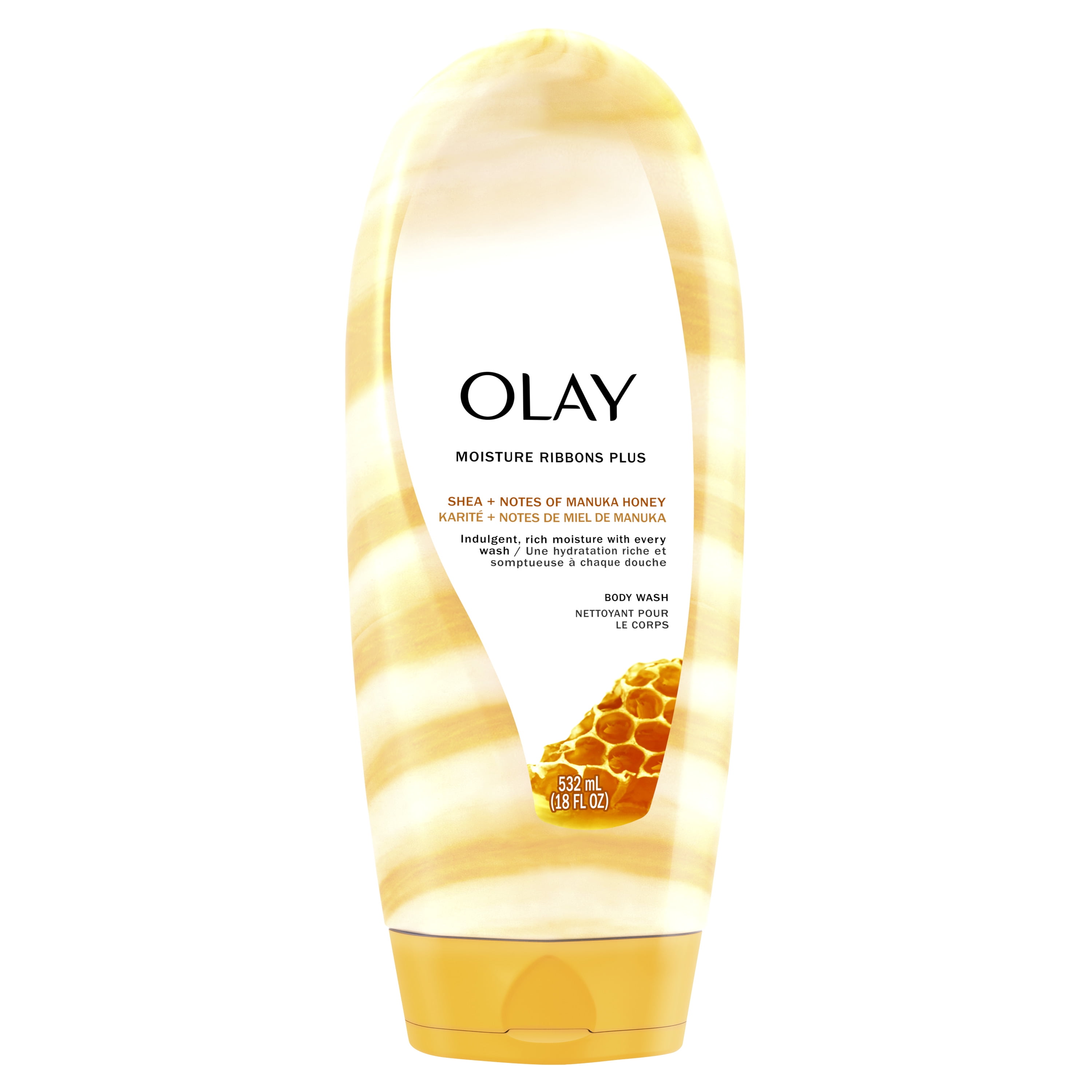 Olay Moisture Ribbons Plus Shea and Manuka Honey Body Wash, 18 oz