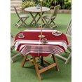 thumbnail image 3 of Outdoor Tablecloth with Umbrella Hole & Zipper, Farmhouse Red Striped Round Tablecloth 54 Inch, Modern Minimalist Stripes Patio Table Cover Waterproof Table Cloth for Picnic/Party, 3 of 7