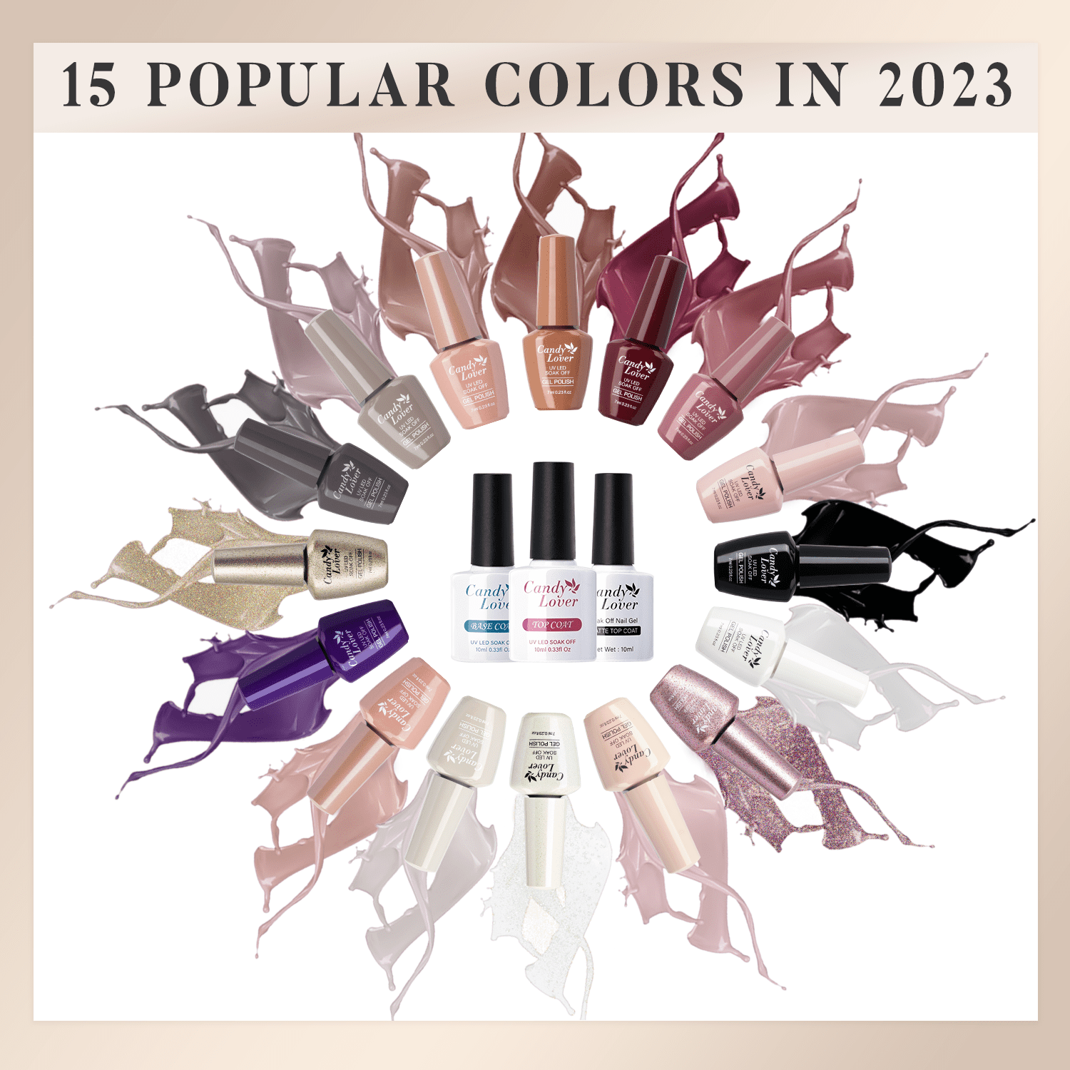 Candy Lover Gel Nail Polish Kit with UV Lamp, 72W Nail Dryer, 15 Colors Fall & Winter Tone Quick Dry Long-lasting Gel Nail Polish Set, Nail Polish Kit for Girl Lady Womens Manicure DIY Nail Gift