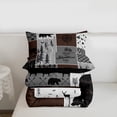 thumbnail image 4 of Retro Farmhouse Cabin Quilt 3Pcs, Rustic Bear Deer Comforter Set Queen Size Teens Adult Men, Camping Lodge Decor Bedding Buffalo Check Plaid Hunting Animal Duvet Insert, Brown Gray, 4 of 7