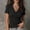 Black, variant on Womens Wrap Top Deep V Neck Short Sleeve Womens Tops Loose Fit Ruched Top Cross Wrap Tops For Women Pink L