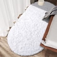 thumbnail image 6 of Junovo Ultra Soft Fluffy Bedroom Rugs Kids Room Carpet Oval Modern Shaggy Area Rugs 2.6' X 5.3', White, 6 of 7