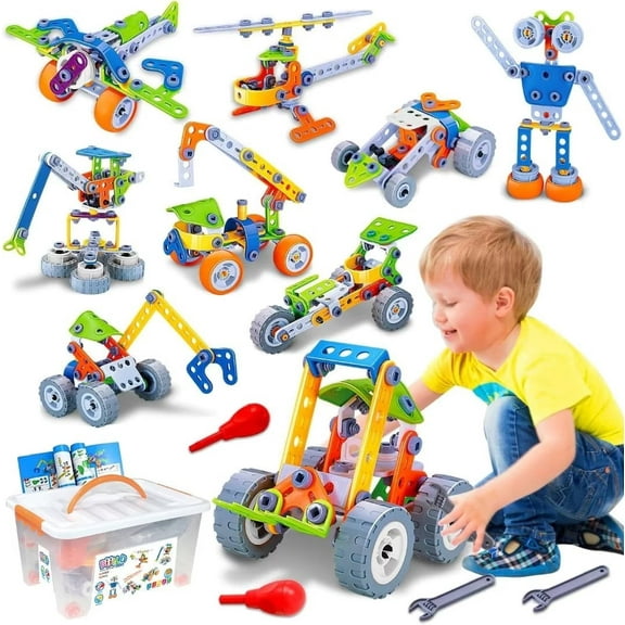 RORONOVA 10 in 1 STEM Toys for 5 6 7 8  Year Old Boy Birthday Gifts Building Toys for Kids Ages 4-8 Educational Stem Activities for Boys 4-6 8-10 Construction Creative Games Christmas Idea Gift