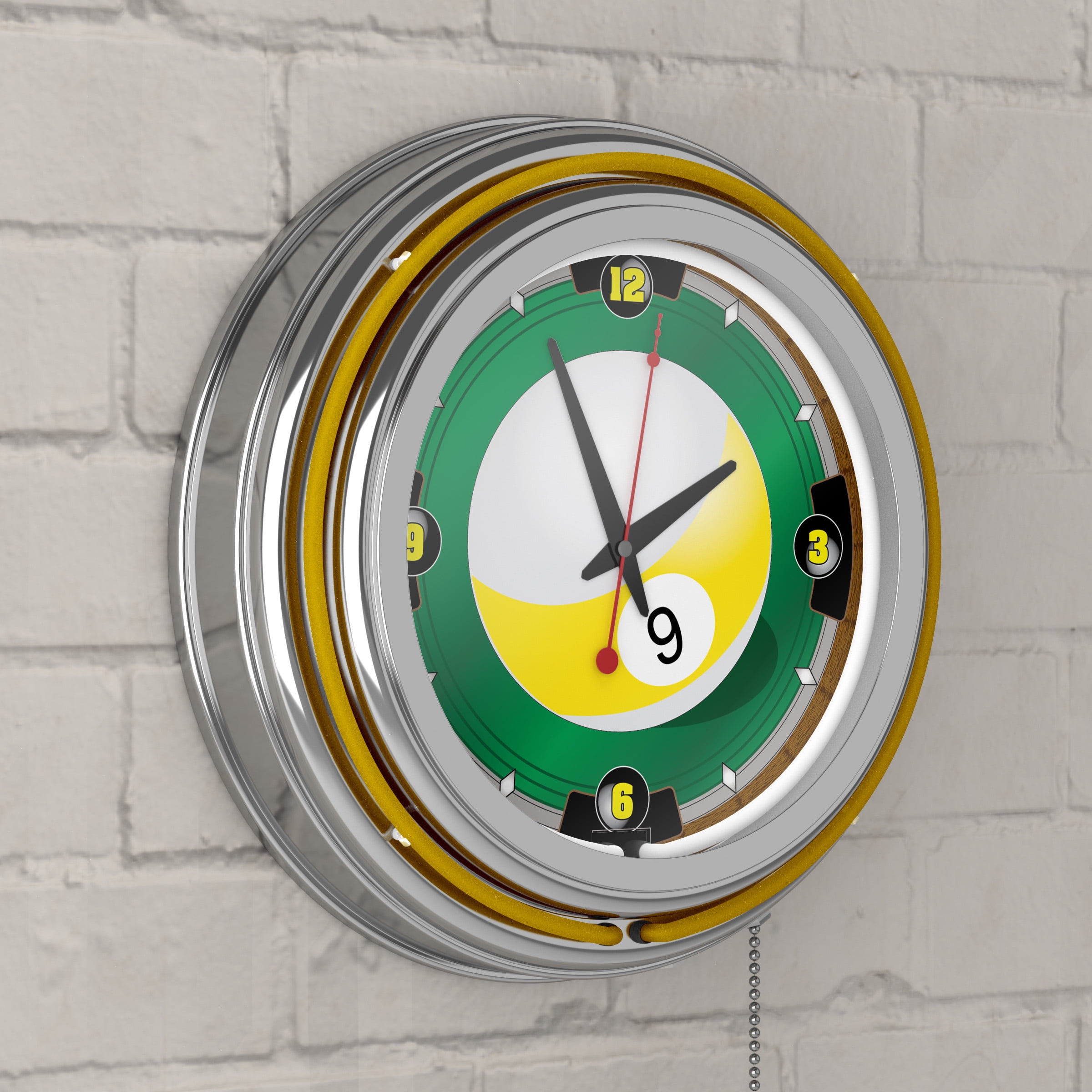 Rackem 9 Ball 14 Inch Neon Wall Clock Walmartcom Walmartcom