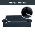 thumbnail image 3 of Golden Linens 2 pcs Slipcover Set for Sofa & Loveseat Stretch ((4 Way)) to Fit /Slipcovers Set, Furniture Protector Cover Set, Wrinkle Free# Yafa Dark Grey, 3 of 8