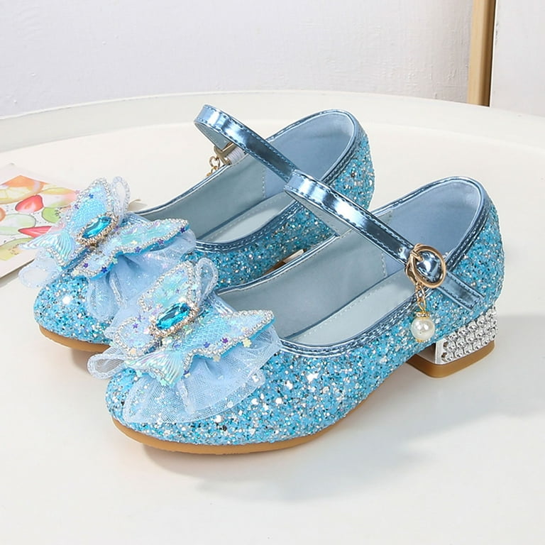 Povozer Girls Dress Shoes Princess High Heels Closed Toe Flower Girls Shoes( Blue,10) - Walmart.com