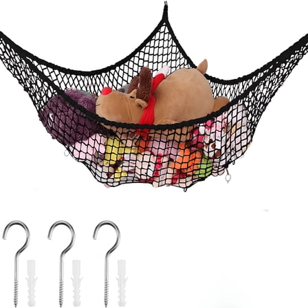 LAMIRO 1 PCS Stuffed Triangle Animal Hammock,Stuffed Toys Hammock Toy Storage Net Organizer for Stuffed Animals,Teddy Bears,Nursery Play（71In * 47In * 47In）