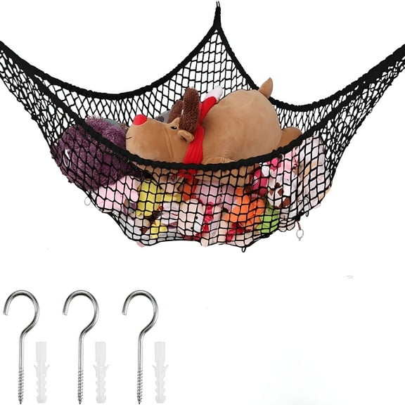 LAMIRO 1 PCS Stuffed Triangle Animal Hammock,Stuffed Toys Hammock Toy Storage Net Organizer for Stuffed Animals,Teddy Bears,Nursery Play（71In * 47In * 47In）