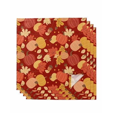 Autumn Leaf Cloth Napkins Set of 4 Reusable Dinner Napkins Fall Maple Vintage Pumpkin Thanksgiving Cocktail Napkin Washable Table Napkins for Wedding/Holiday Party/Baby Shower 20 x20