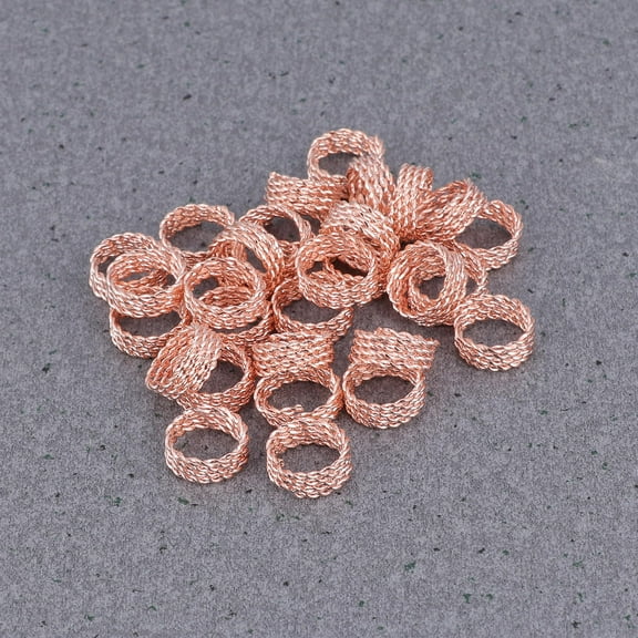 OUNONA 30Pcs Hair Extension Clip Iron Dreadlock Beads Cuffs Clips Rose Golden for Women Hair Styling