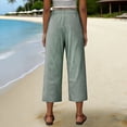 thumbnail image 3 of Yievot Wide Leg Capri Pants for Women Striped Texture Culottes Flowy Elastic Waist Cropped Palazzo Pants with Pockets, 3 of 8