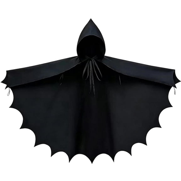 IWRICH Halloween Cape Bat Cloak for Women and Men Hooded Wing Bat Poncho for Halloween Carnival Party Dress Up Black One Size