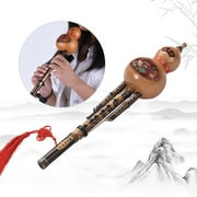 MIXFEER Chinese Handmade Black Bamboo Hulusi Gourd Cucurbit Flute Ethnic Musical Instrument Key of C with Case for Beginner Music Lovers