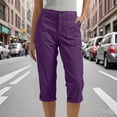 thumbnail image 2 of XAOFW Capri Pants For Women Casual Solid Color Straight Leg Cargo Pants With Button Front For Summer Comfort And Daily Wear Comfortable Bottom XL, 2 of 7