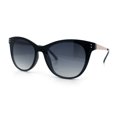 thumbnail image 4 of Womens Oversized Cat Eye Horn Rim Inset Lens Sunglasses Black Gold - Smoke, 4 of 8
