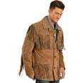thumbnail image 2 of Scully Leather Mens Boar Suede Button Front Fringe Jacket Cinnamon 4X, 2 of 5