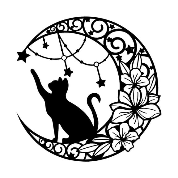 Decor, Wall Hanging Ornament, Metal Wall Art, Minimalist Wall Sculpture Sign, 13" Cat Silhouette for Indoor Outdoor Garden