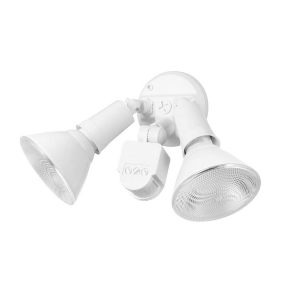 Globe Electric 300W Weather Resistant Motion Sensor Activated Twin Light Security Light, White Finish, 180 Degree Detection Zone (79770), Motion sensor security light