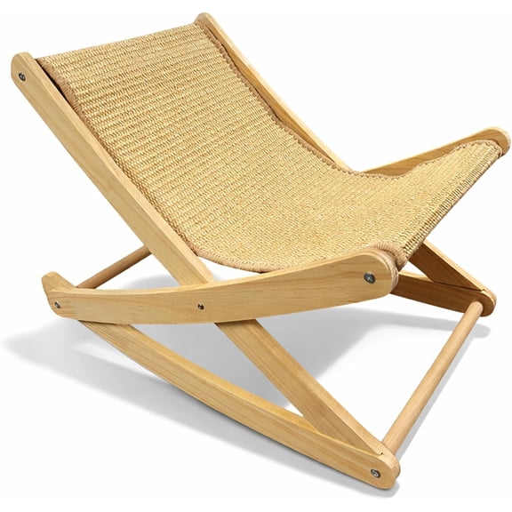 Mecedora para Gato Bluelander, Cama Mecedora de Madera con Rascador de Yute, Estilo Minimalista de Pino Natural