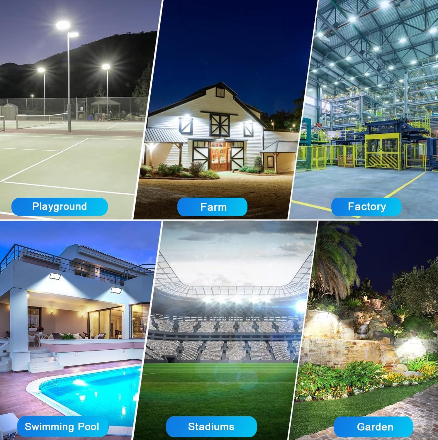 2 Pack LED Flood Lights Outdoor, 50W 6000LM Bright Floodlight LED Work Light with 4.93FT Plug, IP66 Waterproof 6500K Outdoor LED Flood Light for Garage, Yard, Patio, Garden