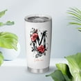 thumbnail image 6 of 20oz Stainless Steel Tumbler Featuring Initial 'M' and Flowers, Personalized Insulated Coffee Mug with Lid, Drinkware for Mom, Sister, Friends, Birthday, Bridesmaid, Wedding, 6 of 6