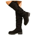 thumbnail image 3 of Women's High Knee Boots Round Toe Suede with Crinkled Back Lacing and Stacked Heel for Fashionable Comfortable Footwear Experience, 3 of 9