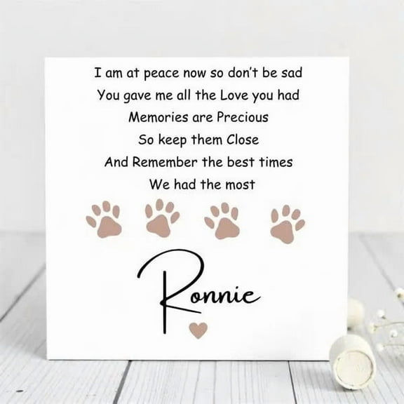 Personalized Pet Memorial Card – Heartfelt Poem with Paw Prints – In Loving Memory Tribute for Beloved Pets – Comforting Keepsake