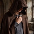 thumbnail image 4 of Wizard Robe Shoulder, Cover Short Hooded, Cloak Medieval, Medieval Hooded Short, Medieval Hooded Short Cloak Renaissance Cape Wizard Robe Shoulder Cover for Renaissance Fair, Brown One Size, 4 of 6