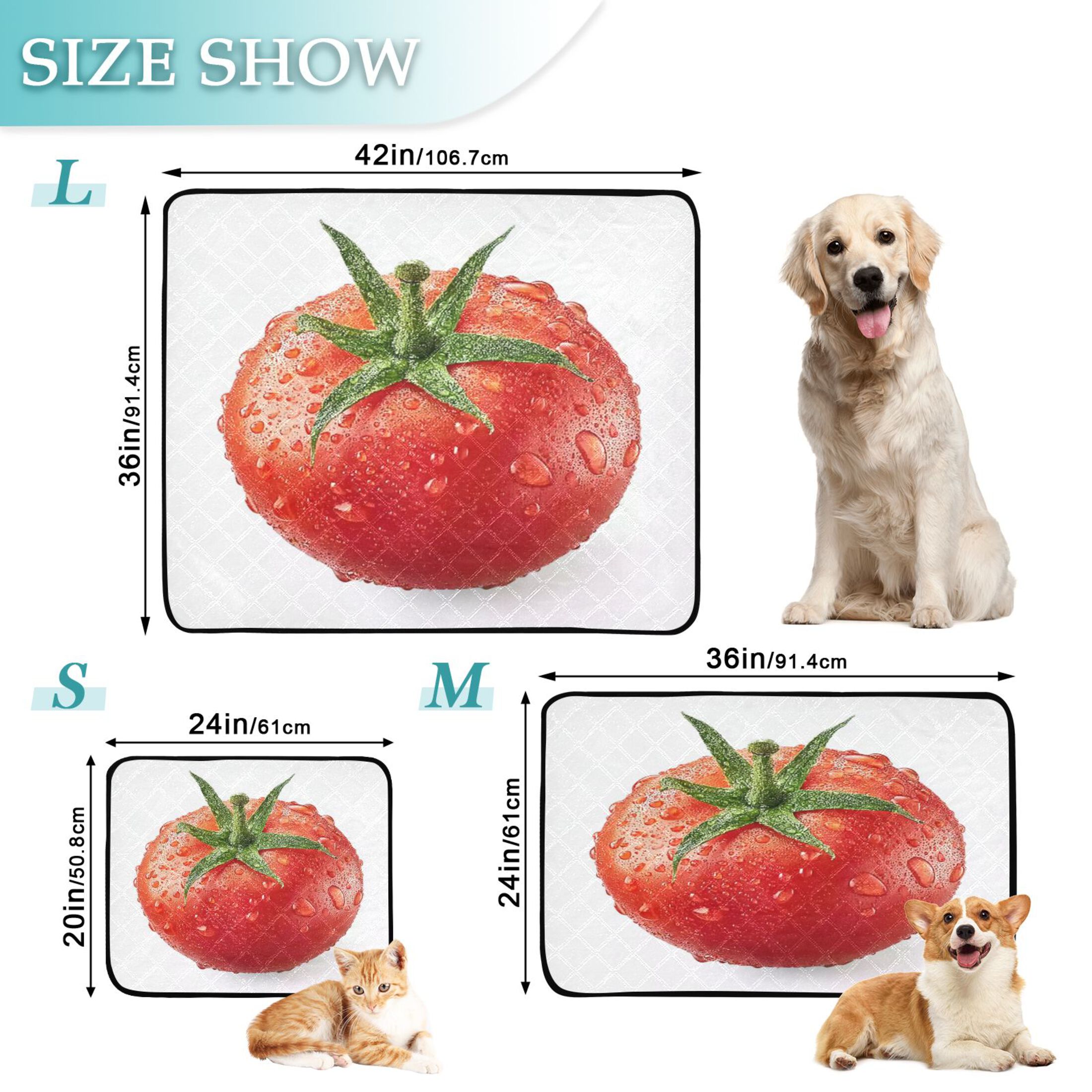 IAUYY Washable Pee Pads for Dogs Medium+Large Absorbent and Leak-Proof Non-Slip Reusable Puppy Pee Pads for Dogs Applicable to Playpen Potty Crate Tomato Details