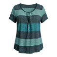 thumbnail image 6 of Lumistal Plus Size Women Summer Tops Thin Breathable Casual T-Shirts Striped Blouse Short Sleeve Top Basic Tee Fashion Leisure Tshirt for Women Going Out Tops XL-5XL Green XXXXXL, 6 of 6