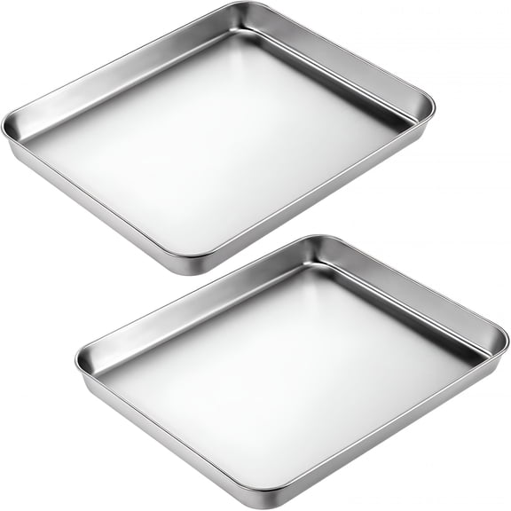 ACDANC 2026 New 2Pcs Toaster Oven Pans for Baking,9X11 Baking Sheets Cookie Sheet Stainless Steel Small Replacement Trays for Toaster for Baking,Cooking,Meal Prep,Toaster Oven Use.