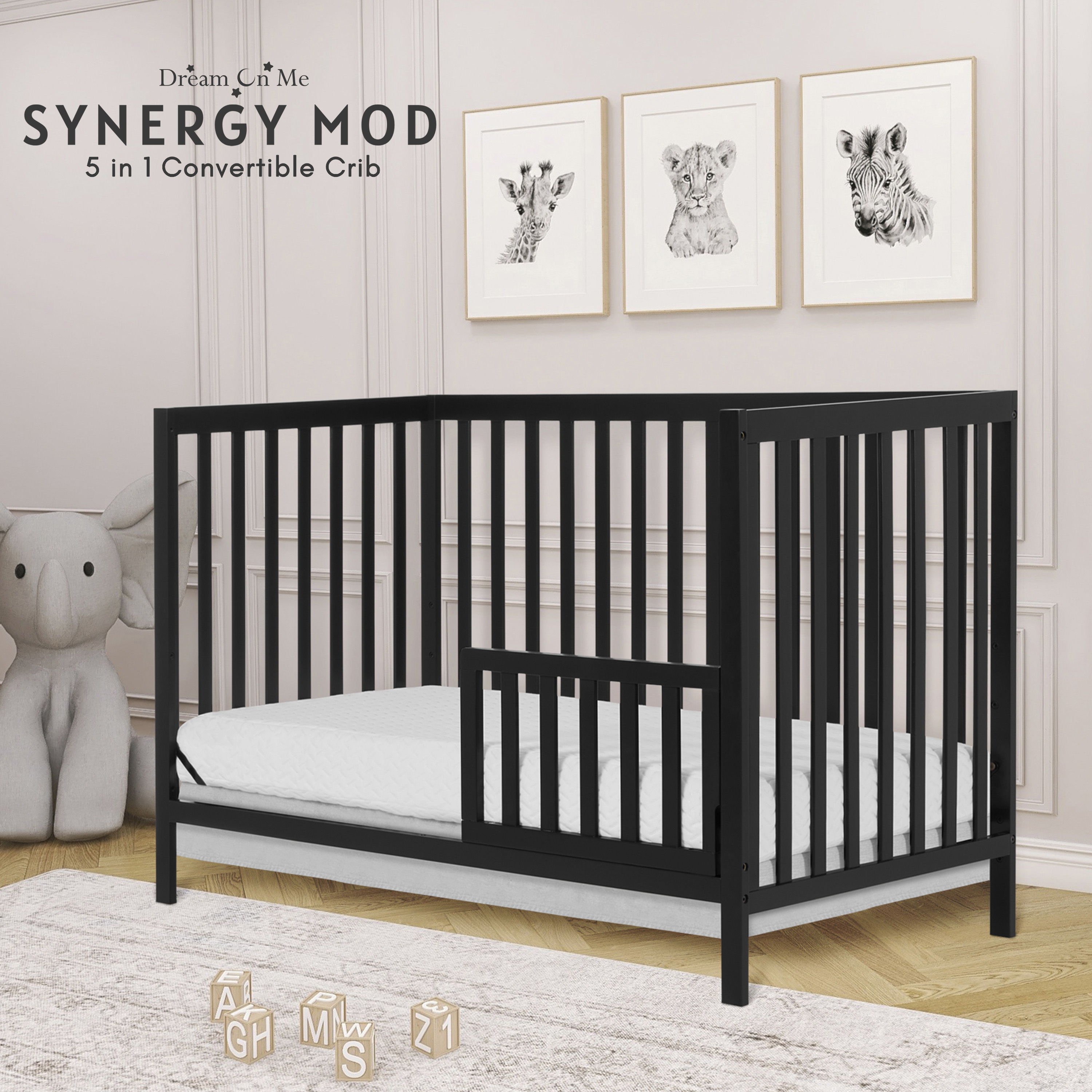 Dream On Me Synergy MOD Crib, Made with Sustainable New Zealand Pinewood, Matte Black - image 4 of 9