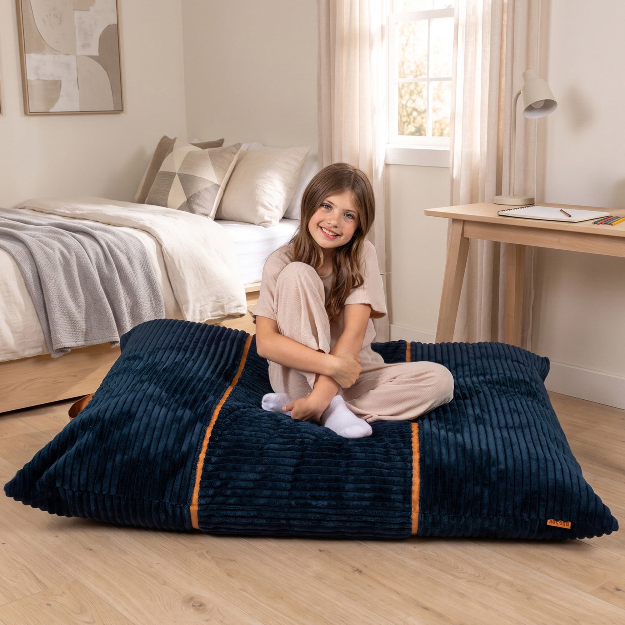 Big Joe Turnabout 3-in-1 Convertible Kids Bean Bag Chair, Midnight Blue