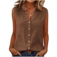 thumbnail image 5 of aohooy Womens Sleeveless Linen Button Down Shirts Plus Size Cotton Gauze Tank Tops V Neck Dressy Casual Work Top and Blouse 2026 Coffee,S, 5 of 9