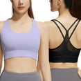 thumbnail image 2 of Hanerdun 3 Pack Womens Sports Bras Crossback Padded Supportive for Athletic Workout Yoga Running Black/Purple/Gray XL, 2 of 9