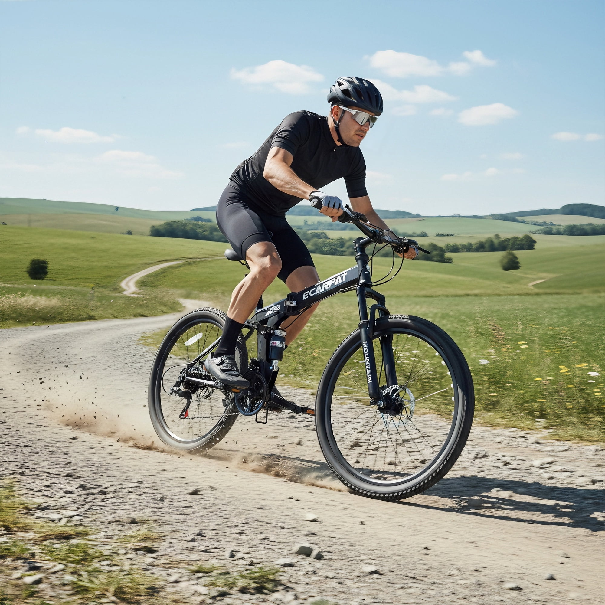 Ecarpat 26 Inch Folding Mountain Bike, 21 Speed Full Suspension Bicycle Dual Disc Brake, Durable Steel Fold Bike for Women and Man