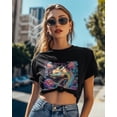 thumbnail image 4 of Eastern Dragon Floral T Shirts for Women Short Sleeve Cotton Crewneck T-Shirt Watercolor Animal Tee Tops Casual Basic T-Shirts, XS-5XL Black XL, 4 of 7