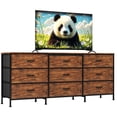 thumbnail image 4 of AKDSteel 63" Tv Stand With 9 Fabric Drawers, Wooden Top, And Metal Frame For Living Room Or Bedroom, 4 of 9