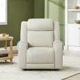 thumbnail image 2 of Spruce & Spring Wall Hugger Genuine Leather Power Recliner with Headrest, Cream, 2 of 10